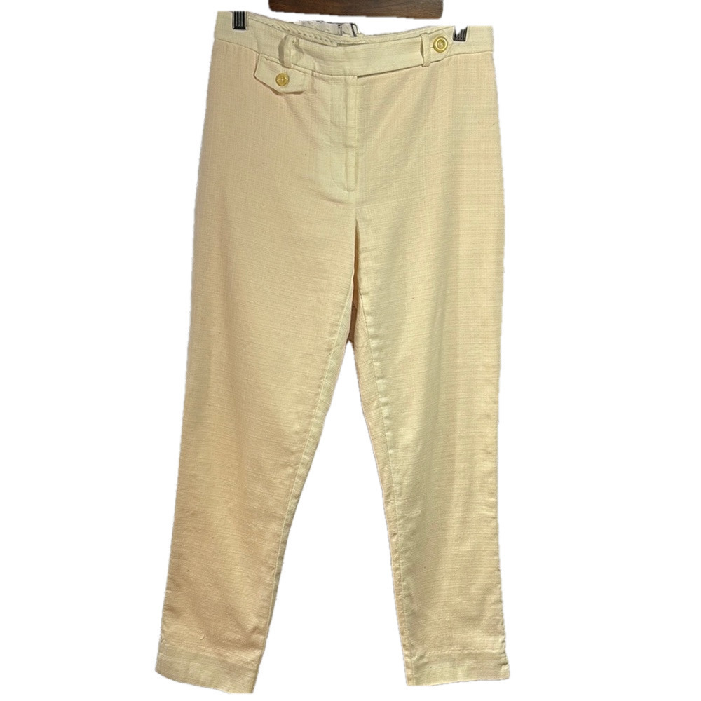 Anthropologie Cream Ankle Cropped Pants